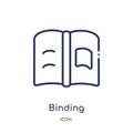 Linear binding icon from Education outline collection. Thin line binding icon isolated on white background. binding trendy