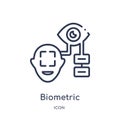 Linear biometric recognition icon from Cyber outline collection. Thin line biometric recognition vector isolated on white