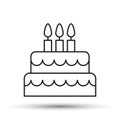 Linear birthday cake Icon for logo, design and decoration of websites and applications