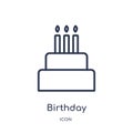 Linear birthday icon from Birthday party outline collection. Thin line birthday vector isolated on white background. birthday