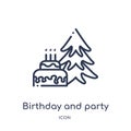 Linear birthday and party icon from Christmas outline collection. Thin line birthday and party icon isolated on white background.