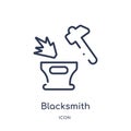 Linear blacksmith icon from Cultures outline collection. Thin line blacksmith icon isolated on white background. blacksmith trendy Royalty Free Stock Photo