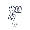 Linear blocks icon from Kids and baby outline collection. Thin line blocks icon isolated on white background. blocks trendy Royalty Free Stock Photo