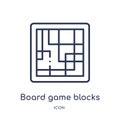 Linear board game blocks icon from Entertainment outline collection. Thin line board game blocks icon isolated on white background