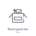 Linear board game box icon from Entertainment outline collection. Thin line board game box icon isolated on white background.