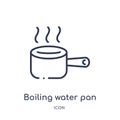 Linear boiling water pan icon from Bistro and restaurant outline collection. Thin line boiling water pan vector isolated on white