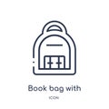 Linear book bag with pockets icon from Airport terminal outline collection. Thin line book bag with pockets vector isolated on