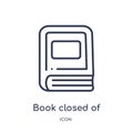 Linear book closed of white cover icon from Education outline collection. Thin line book closed of white cover icon isolated on Royalty Free Stock Photo