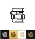 Linear books stack for study and library vector icon