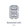 Linear bookshelf with books icon from Education outline collection. Thin line bookshelf with books vector isolated on white