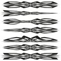 Linear border set. Symmetric stripe pattern. Monochrome vector ornament. Decorative tribal design Royalty Free Stock Photo