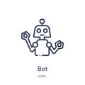 Linear bot icon from Artifical intelligence outline collection. Thin line bot vector isolated on white background. bot trendy Royalty Free Stock Photo