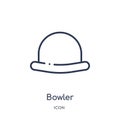 Linear bowler icon from Clothes outline collection. Thin line bowler vector isolated on white background. bowler trendy