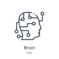 Linear brain icon from Artificial intellegence and future technology outline collection. Thin line brain vector isolated on white Royalty Free Stock Photo