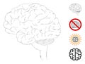 Linear Brain Icon Vector Collage Royalty Free Stock Photo