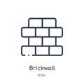 Linear brickwall icon from Construction outline collection. Thin line brickwall vector isolated on white background. brickwall Royalty Free Stock Photo