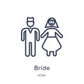 Linear bride icon from Birthday party outline collection. Thin line bride vector isolated on white background. bride trendy Royalty Free Stock Photo