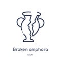 Linear broken amphora icon from Greece outline collection. Thin line broken amphora icon isolated on white background. broken