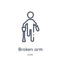 Linear broken arm icon from Humans outline collection. Thin line broken arm icon isolated on white background. broken arm trendy