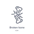 Linear broken bone icon from Human body parts outline collection. Thin line broken bone icon isolated on white background. broken