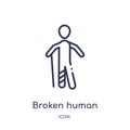 Linear broken human icon from Feelings outline collection. Thin line broken human vector isolated on white background. broken