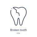 Linear broken tooth icon from Dentist outline collection. Thin line broken tooth icon isolated on white background. broken tooth