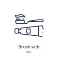 Linear brush with tooth paste icon from Medical outline collection. Thin line brush with tooth paste icon isolated on white Royalty Free Stock Photo