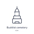 Linear buddist cemetery icon from Buildings outline collection. Thin line buddist cemetery vector isolated on white background.