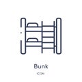 Linear bunk icon from Hotel outline collection. Thin line bunk icon isolated on white background. bunk trendy illustration