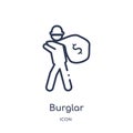 Linear burglar icon from Job profits outline collection. Thin line burglar icon isolated on white background. burglar trendy