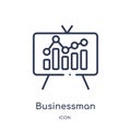 Linear businessman analysis icon from Business and analytics outline collection. Thin line businessman analysis vector isolated on