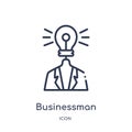 Linear businessman with an idea icon from Business outline collection. Thin line businessman with an idea icon isolated on white