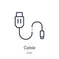 Linear cable icon from Electronic devices outline collection. Thin line cable vector isolated on white background. cable trendy Royalty Free Stock Photo