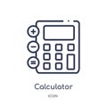 Linear calculator icon from Digital economy outline collection. Thin line calculator vector isolated on white background.