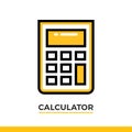 Linear calculator icon. Pictogram in outline style on white. Vector modern flat design element for mobile application and web desi