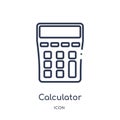 Linear calculator maths tool icon from Business outline collection. Thin line calculator maths tool icon isolated on white