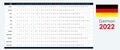 Linear calendar 2022. Clear design. Horizontal grid with selected sundays. Yearly calendar organizer, planner. German language. Royalty Free Stock Photo