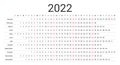 2022 linear calendar. Yearly planner template. Vector illustration