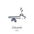 Linear calumet icon from Culture outline collection. Thin line calumet vector isolated on white background. calumet trendy