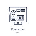 Linear camcorder icon from Blogger and influencer outline collection. Thin line camcorder vector isolated on white background.