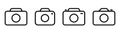 Linear camera icon set. Photo camera icon in line. Outline photo and video symbol. Outline camera icon in black. Stock vector
