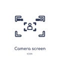 Linear camera screen icon from Electronic stuff fill outline collection. Thin line camera screen vector isolated on white