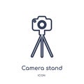 Linear camera stand icon from Electronic stuff fill outline collection. Thin line camera stand vector isolated on white background