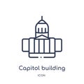 Linear capitol building icon from Buildings outline collection. Thin line capitol building vector isolated on white background. Royalty Free Stock Photo