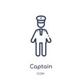 Linear captain icon from Job profits outline collection. Thin line captain icon isolated on white background. captain trendy