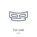 Linear car cowl icon from Car parts outline collection. Thin line car cowl vector isolated on white background. car cowl trendy