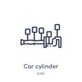 Linear car cylinder icon from Car parts outline collection. Thin line car cylinder vector isolated on white background. car
