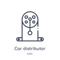Linear car distributor cap icon from Car parts outline collection. Thin line car distributor cap vector isolated on white Royalty Free Stock Photo