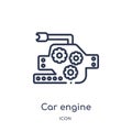 Linear car engine icon from Car parts outline collection. Thin line car engine vector isolated on white background. car engine