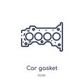 Linear car gasket icon from Car parts outline collection. Thin line car gasket vector isolated on white background. car gasket Royalty Free Stock Photo